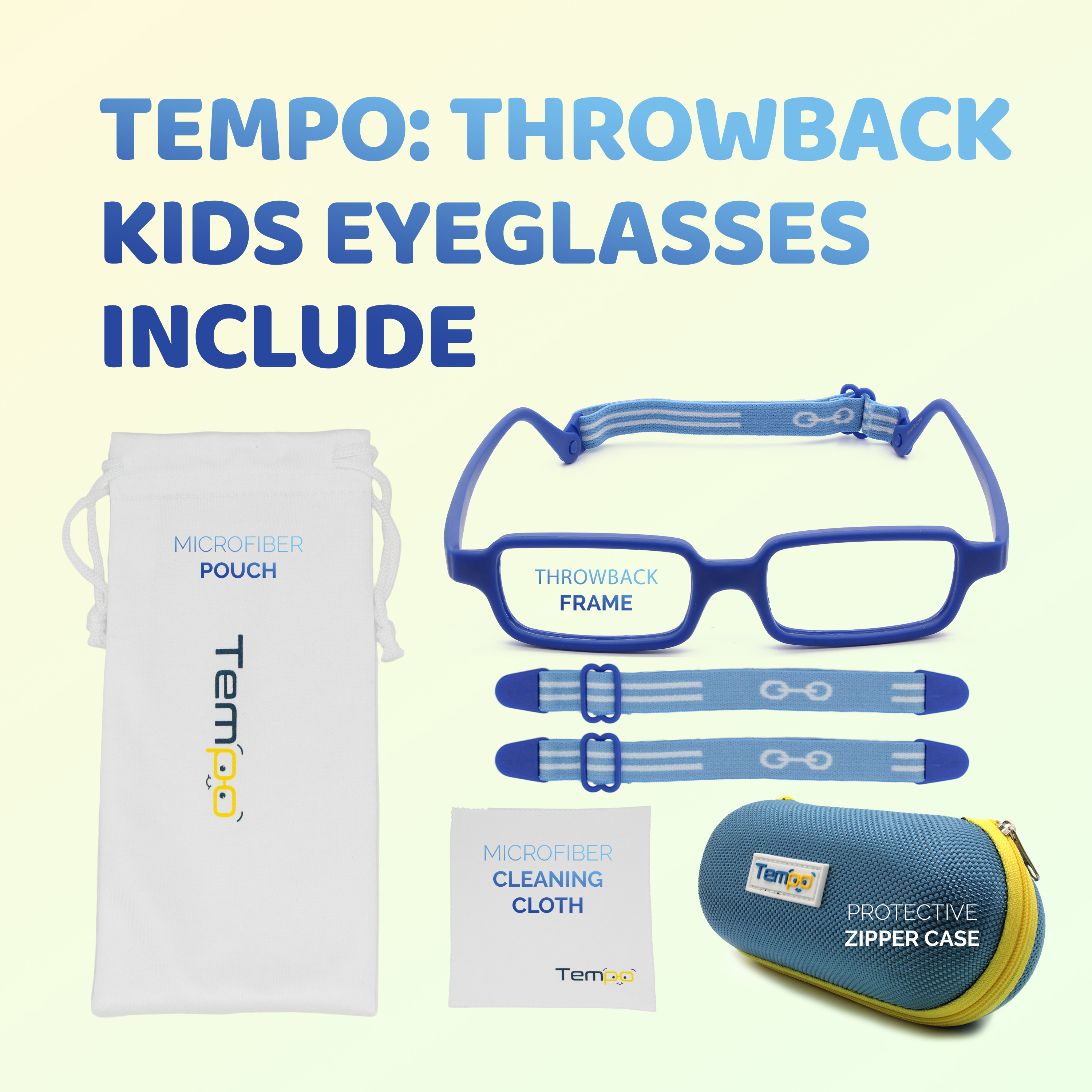 Tempo Throwback Rectangle 42 14 Dark Blue Flexible Kids Glasses Age 5 7yr Walmart Com