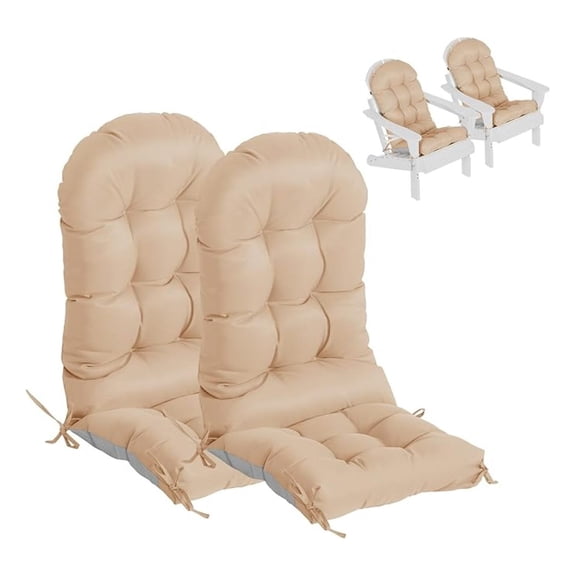 Adirondack Chair Cushions Set of 2, Thick High Back Rocking Chair Cushion 47x19.6x4 Inch, Folding Patio Pads with Ties, Waterproof & Fade-Resistant Seat Pads Indoor/Outdoor (, 2)