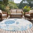 thumbnail image 5 of Retro Ocean Round Living Room Rugs 6 ft, Blue Beige Sea Turtles Jellyfish Seaweed Shells Washable Area Rug with Non-Slip Sturdy Edge Binding Round Carpet for Kitchen Office Bedroom, 5 of 9