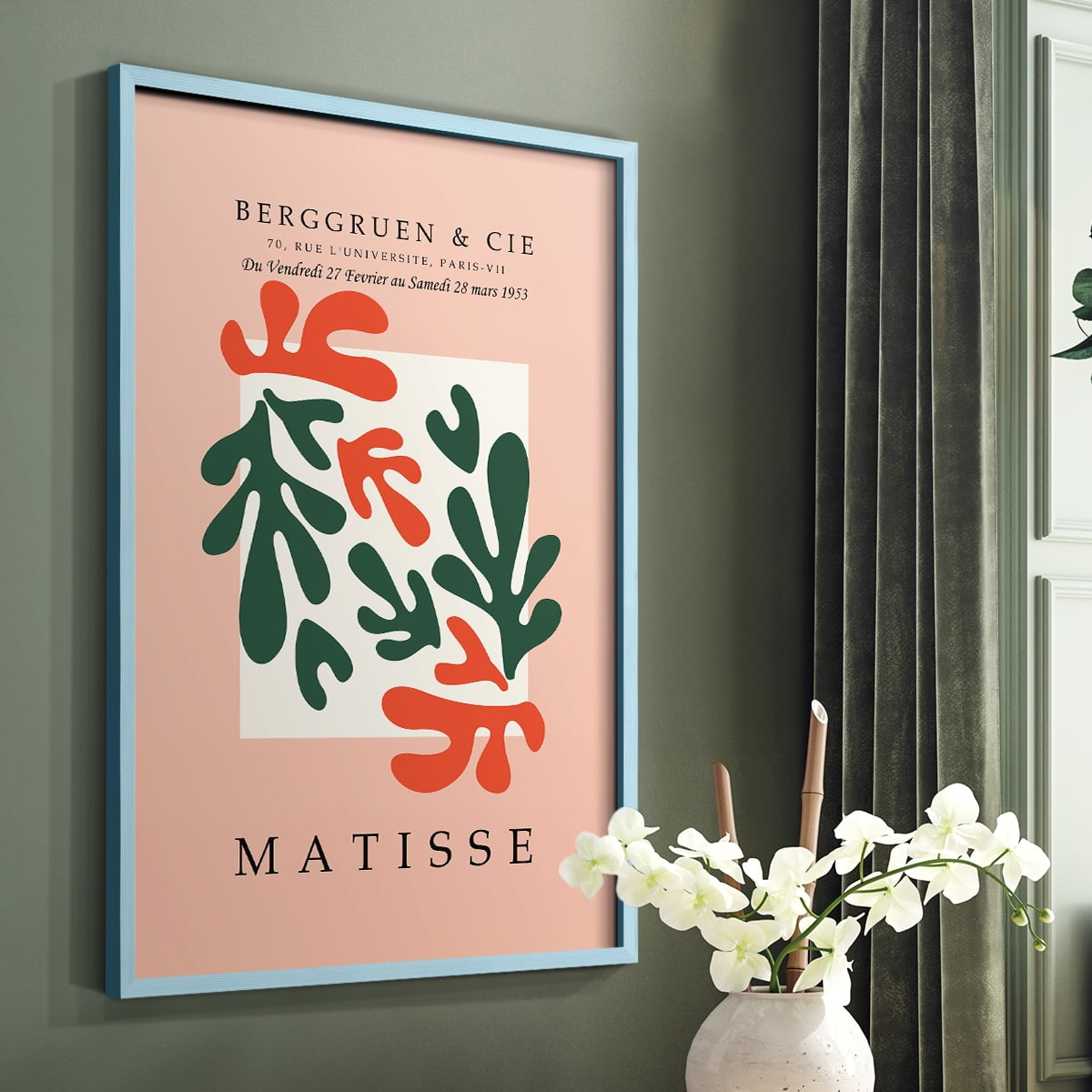 Matisse CCCXXX in Blue Solid Wood 16 x 20 Framed Print