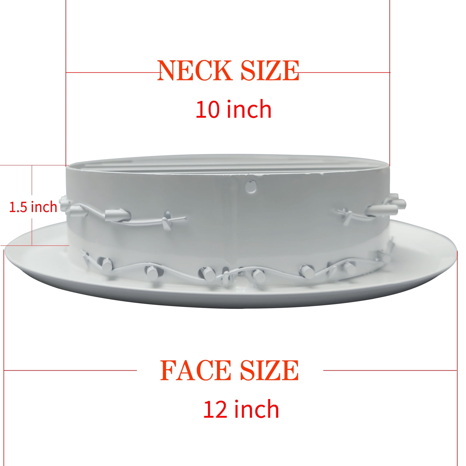 10 Inch [Neck Size] Round Ceiling Diffuser Double Deflection Adjustable HVAC Register for Homes Offices Duct Ventilation Aluminium White Air Outlet Eave Roofing Soffit Exhaust Gable Vent