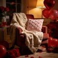 thumbnail image 5 of Valentine's Day Love Heart Throw Pillow Cover Set of 2, 18 x 18 Inch Red Soft Plush Faux Fur Jacquard Anniversary Wedding Cushion Case Decoration for Sofa Couch(Pink), 5 of 6