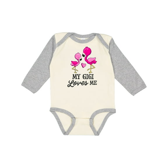 Inktastic My Gigi Loves Me with Two Flamingos Boys or Girls Long Sleeve Baby Bodysuit