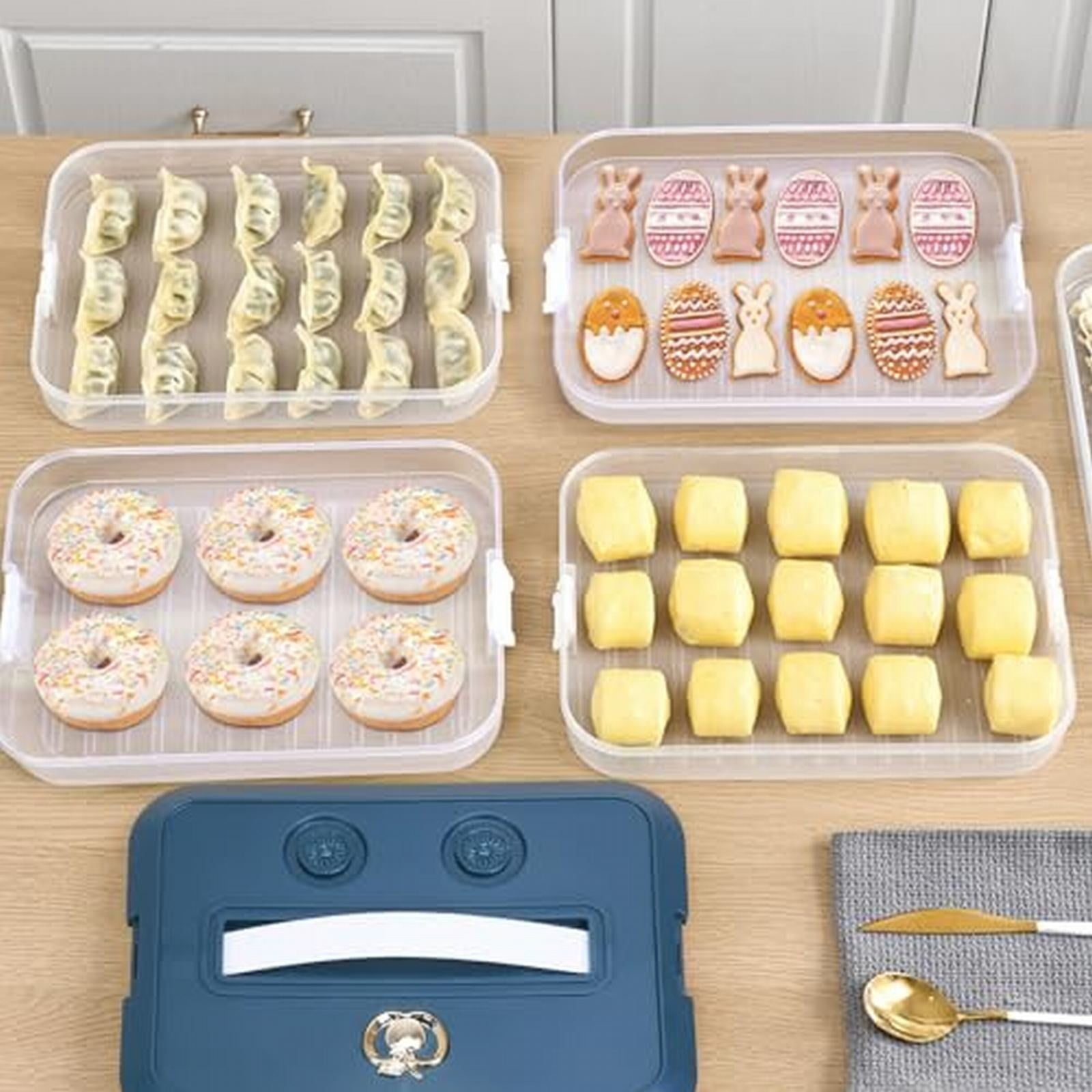 PP Dumpling Box Large Airtight Containers Veggie Tray with Lid Clear Container with Lid Egg Tray for Refrigerator Veggie Containers for Refrigerator Rice Storage Box Egg Case