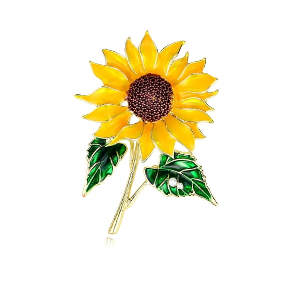 COOLHOOD Elegant Sunflowers Brooch With Pearls Accents Lightweight Kirsite Lapel Pin Jewelry For Women