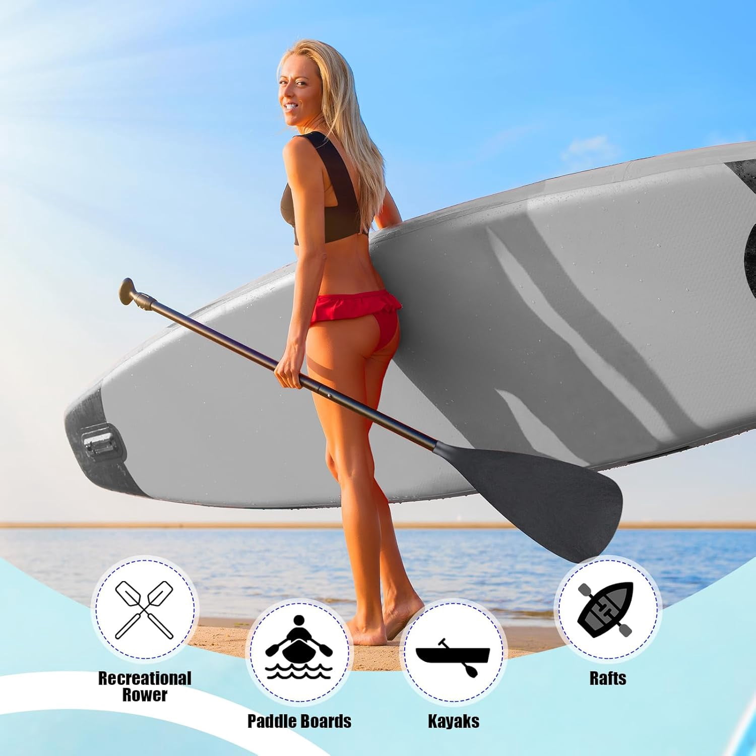 Adjustable Detachable Stand Up Paddle Board Oar Set Aluminum Alloy Shaft Kayak Surfing Fishing