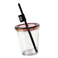 thumbnail image 4 of Vaso de plástico transparente moderno con tapa y pajita, fácil de transportar, transparente Marrón, 4 of 9