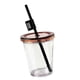 thumbnail image 4 of Vaso de plástico transparente moderno con tapa y pajita, fácil de transportar, transparente Marrón, 4 of 9