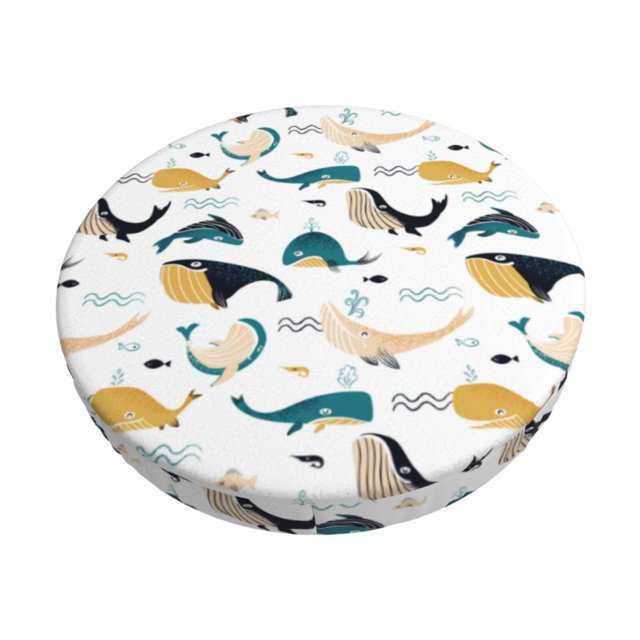 Balery Cute Whale Fundas de asiento para taburete de bar redondo de tela de terciopelo ajustables que protegen de arañazos y manchas para sillas de 14 a 17 pulgadas.-12 inch