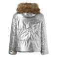 thumbnail image 6 of Bjutir Winter Women Coat Parka Jacket New Short Hooded Casual Loose Collar Cotton Jacket Silver, 6 of 8