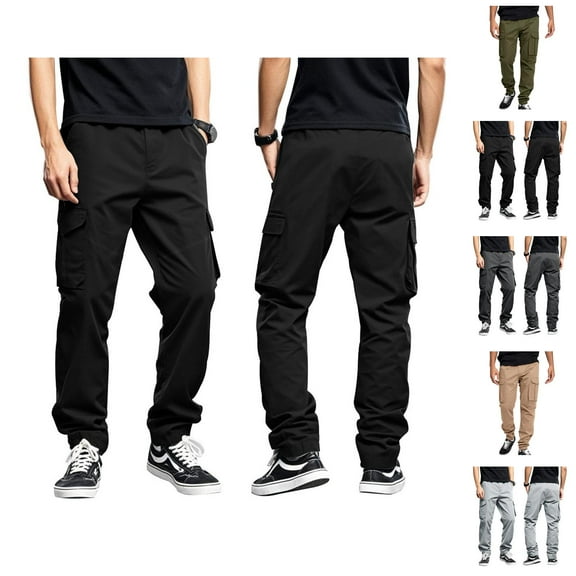 Tactical Cargo Pants for Men 2025 Outdoor Elastic Waist Drawstring Casual Work Pants with Pockets Mens Trousers