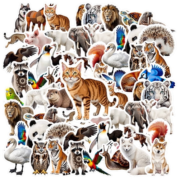 35pcs Realistic Animal Kids Stickers  Lovely Children Stickers DIY Stickers for Laptops Suitcase