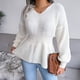 thumbnail image 5 of Lantern Sleeve Tight Waist Sweater, Skin Friendly Women Autumn Winter Knitted Sweater For Home, 5 of 8