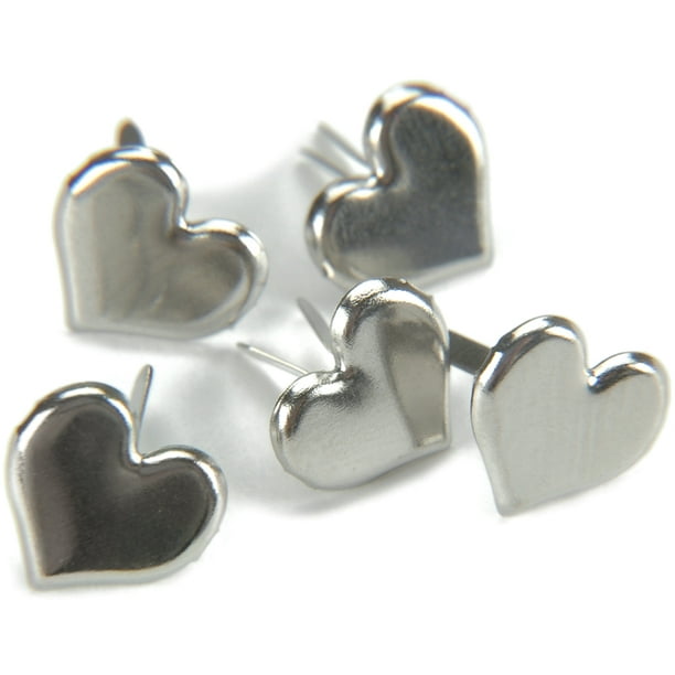 Metal Paper Fasteners 50/PkgHearts Silver