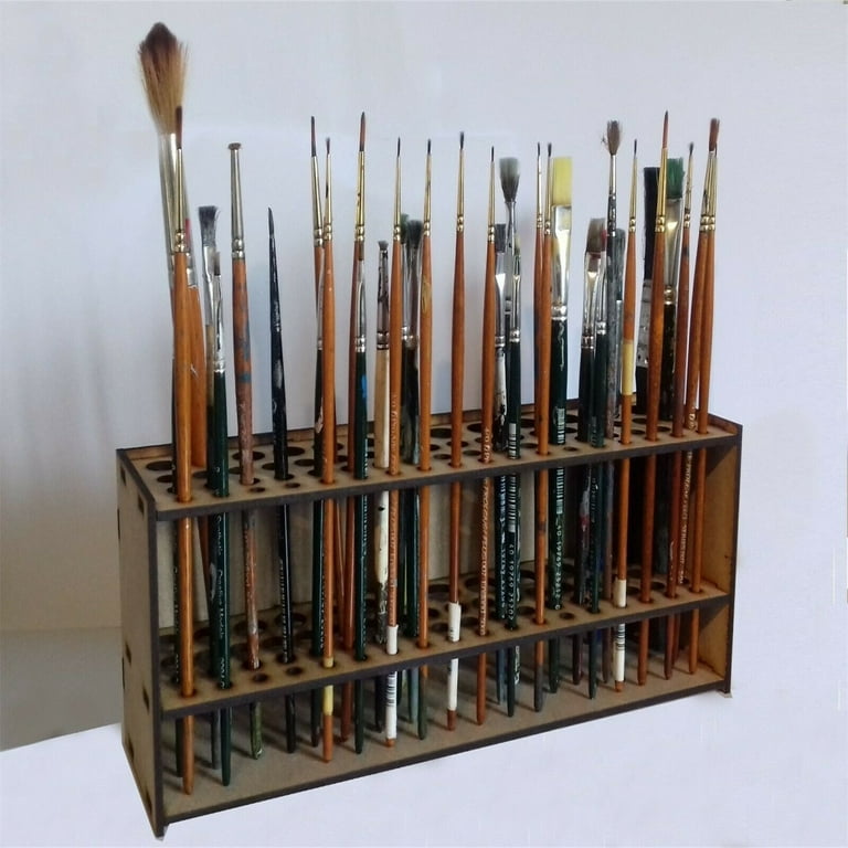Fridja 67 Hole Wooden Brushes Rack Multi Bin Art Brush Organizer - Desk  Stand for Pens Colored Pencils Markers 