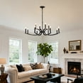 thumbnail image 2 of 35" Wide Matte Black Rustic Industrial Chandelier, 12-Lights Farmhouse Pendant Light Adjustable Chain, for Living Room Foyer, Bedroom，Dining Room, Kitchen Island (Bulbs not Included), 2 of 6