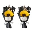 thumbnail image 1 of Mini ramo de rosas falsas de girasol, pétalos de flores de jabón hechos a mano, decoración floral artificial, regalo romántico de aniversario, cumpleaños para mujeres, esposas y madres., 1 of 8