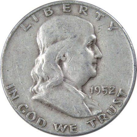 1952 D Franklin Half Dollar F Fine 90% Silver 50c US Coin Collectible