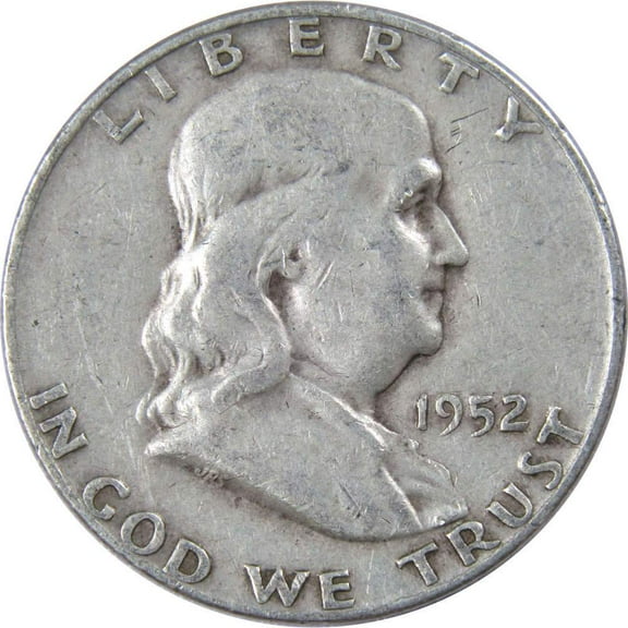 1952 D Franklin Half Dollar F Fine 90% Silver 50c US Coin Collectible