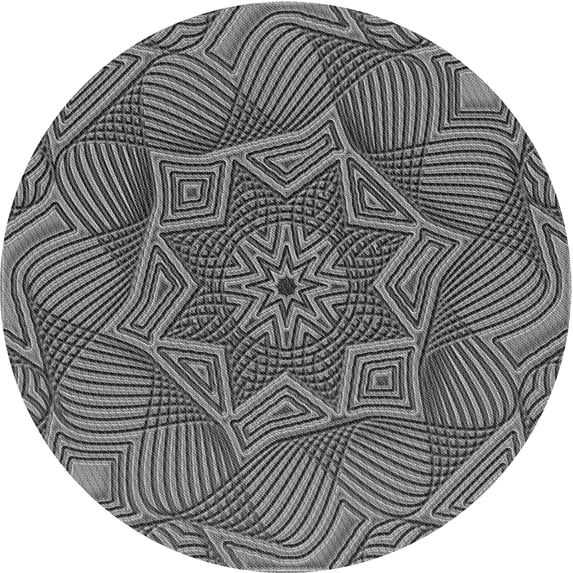Ahgly Company Indoor Round Patterned Black Eel Black Area Rugs, 3' Round