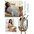 thumbnail image 3 of Anygrew Women's Striped Knit Lounge Outfit Sets - Short Sleeve Tops and Shorts Casual Summer 2 Piece Outfits, 3 of 8