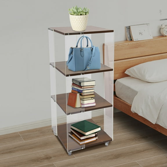 3 Tiers 360 Rotating Display Bookshelf Indoor Standing Corner Storage Bookcase Rack