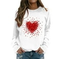 thumbnail image 1 of Prolriy Chandails de la Saint-Valentin pour Femmes Chandail de la Saint-Valentin pour Femmes Col Rond Imprimé Cœur Rouge Manches Longues Hauts Décontractés Manches Longues Chemises pour Femmes Cadeaux de la Saint-Valentin Hauts pour Femmes Blanc P, 1 of 4