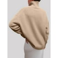 thumbnail image 4 of Women'S High Neck Sweaters Loose Fit Fall Winter Pullover Jumper Tops Shallow Khaki M, 4 of 6