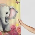thumbnail image 3 of Chilfamy Baby Elephant Butterfly Flowers Shower Curtain with Hooks, Polyester Fiber Bathroom Decoration, Waterproof, Quick Drying, Various Sizes 36"x72, 3 of 7