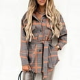 thumbnail image 4 of IROINNID Women's Shacket Jacket Long Sleeve Plaid Turndown Lapel Outwear, Loose Autumn and Winter Plaid Lapel Woolen Cloth Jacket Trench Jacket Long Over Outwear, 4 of 8