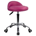 thumbnail image 1 of Taburete giratorio ajustable con respaldo de cuero PU KKTONER en rojo rosa, 1 of 7