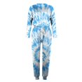 thumbnail image 5 of Jalioing Lounge Sets for Women Tie-Dye Sweatsuit Outfits Crew Neck Top with Loose Cinch Bottom Pant Casual Set (Medium, Blue), 5 of 5