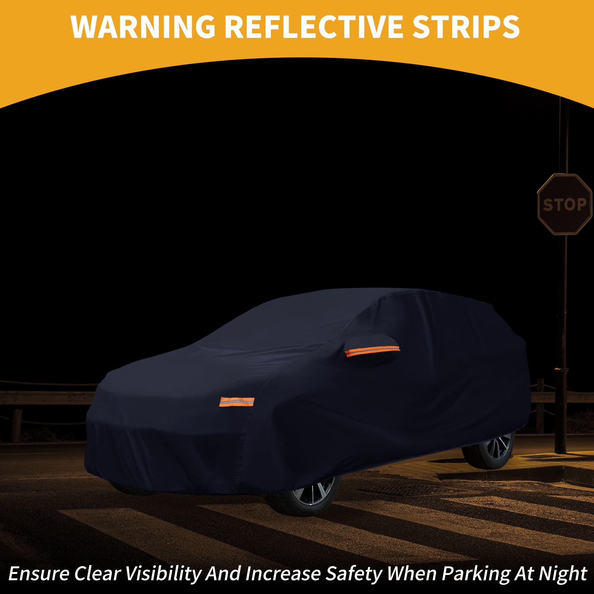 Unique Bargains Car Cover Aluminum Film Cotton Navy Blue 190.94"x74.8"x70.87"