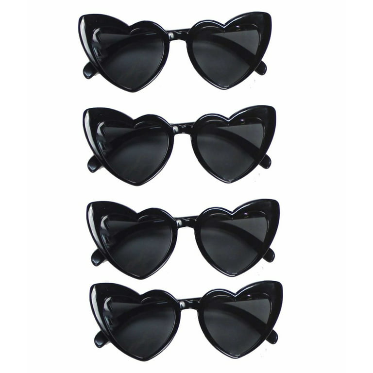 Women\'s black heart sunglasses, of 4 pack