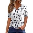 thumbnail image 2 of ALLLIST White Women Tops Button V-Neck Polka Dot Short Sleeve T-Shirts Spring Blouses for Women 2024 M, 2 of 5