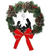 fengduo Artificial Berry Pine Branch Wreath Bow Knot Wreath Outdoor Christmas Decoration Wreath With Lights String