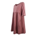 thumbnail image 3 of under $5 JINMGG 2026 Summer Dresses under $10.00 Womens Casual Dress Pure Color Three-QuarterSleeve V-Neck Knee-Length Dress, 3 of 6