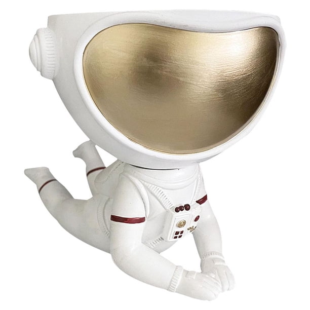 Jarrón de resina con forma de flor, maceta hidropónica, figura de astronauta incorporada. Mentira de oro