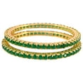 thumbnail image 4 of Ratnavali Jewels CZ Zirconia Gold Tone Green Bollywood Wedding Indian Bangles Jewelry Women, 4 of 5