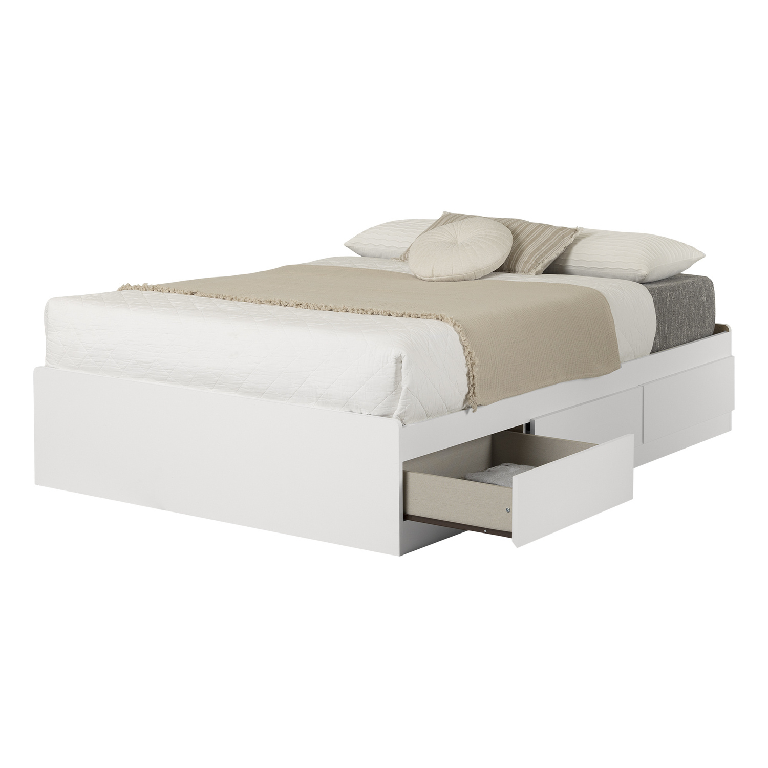 South Shore SoHo Kids Full Mates Bed (54") with 3 Drawers, Pure White