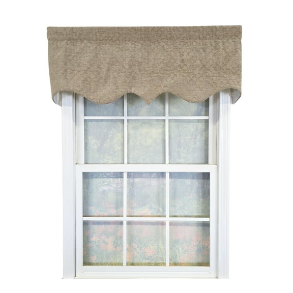 RLF Home 100% Cotton Chenille Regal  Fully lined Windows Rod Pocket Valance 50" x 17"  Beige