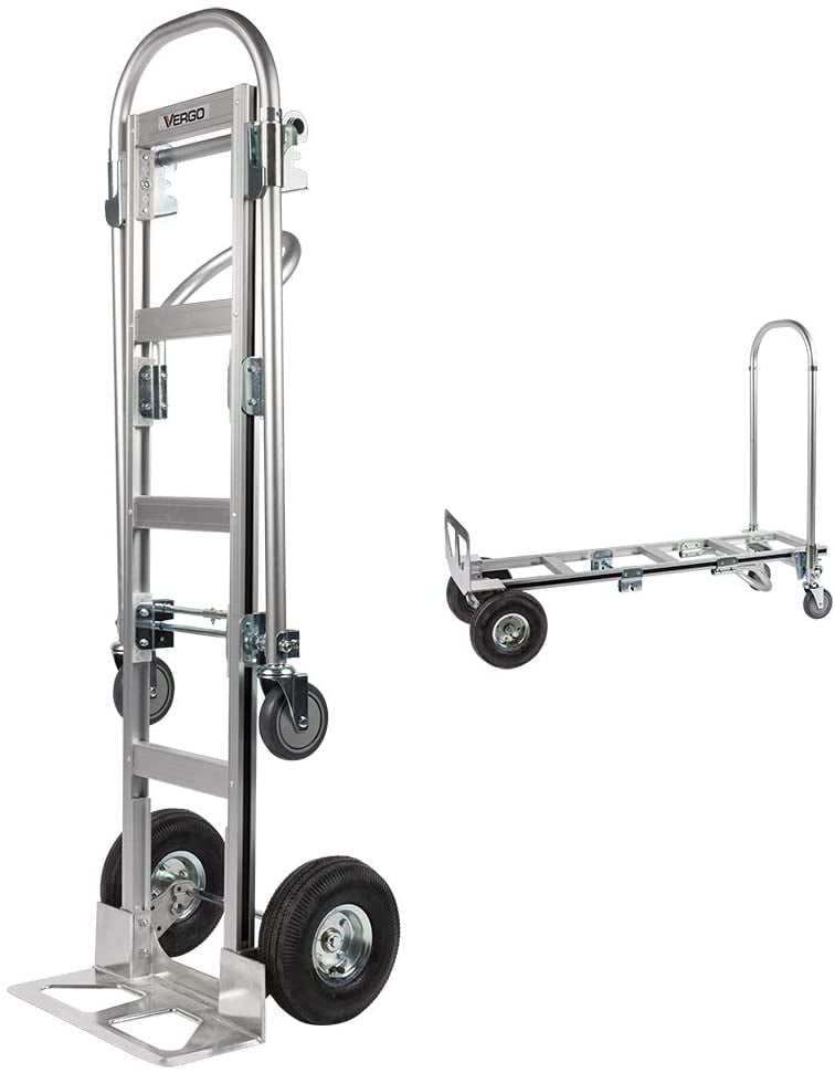 2 in 1 Aluminum Hand Truck 770LBS 51Inch Height Convertible Foldable 4Wheel Cart 
