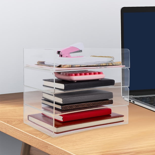 AURARMLET 1Jgo Organizador De Archivos Acrílico Claro Con Múltiples Niveles Para Almacenamiento En Escritorio