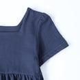 thumbnail image 6 of HILEELANG Toddler Girls 2-8T 100% Cotton Tiered Dress Solid Navy Short Sleeve Casual Dress Size 4T, 6 of 7