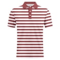 thumbnail image 4 of Mens Polo Short Sleeve Knit Striped Print Breathable Top Business Leisure Summer Golf Shirts for Men Brick Red L, 4 of 6