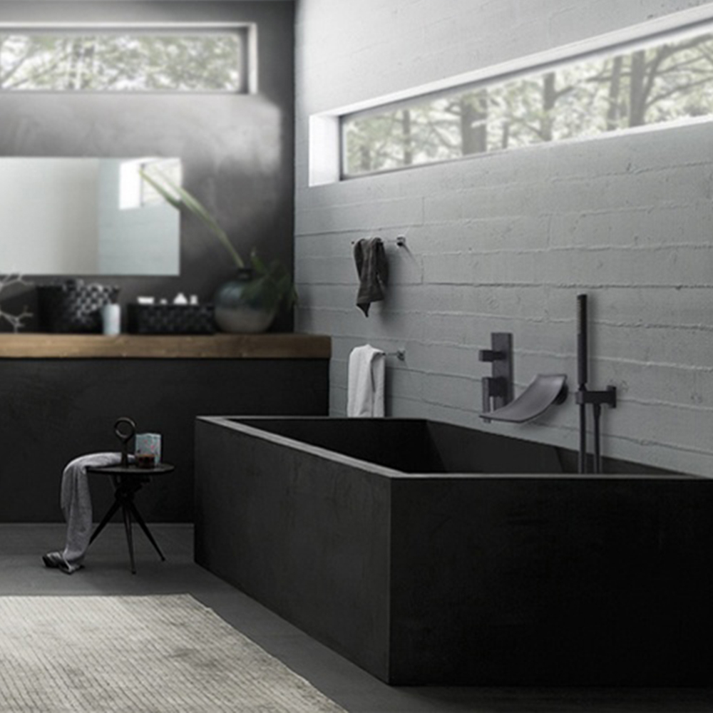 Wall Mount Bathroom Faucet Black Waterfall Basin Sink Bathtub Filler Mixer Tap