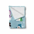 thumbnail image 2 of Snowman Soft Flannel Fleece Blanket, Cartoon Happy Design of Christmas Characters Arranged Playing Ornamenting, Cozy Plush for Indoor and Outdoor Use, 50" x 60", Pale Blue Multicolor, by Ambesonne, 2 of 6