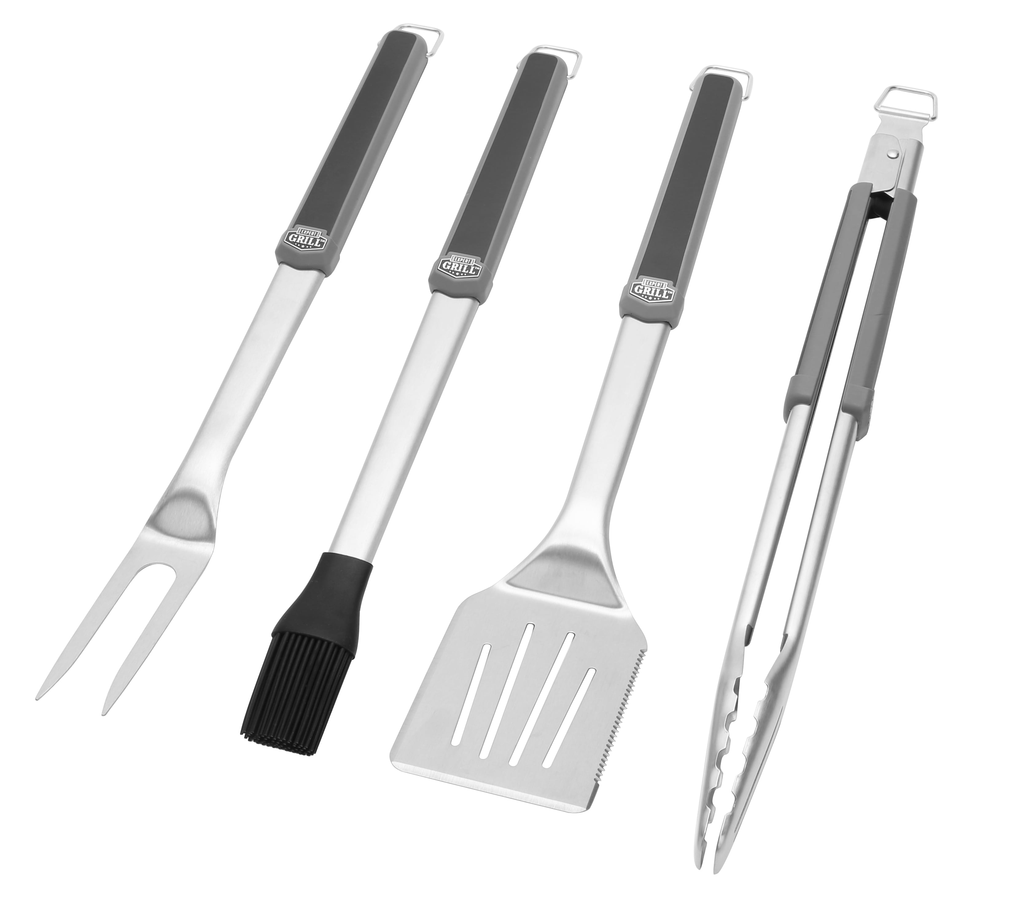 Expert Grill Stainless Steel 4-Piece BBQ Tool Set with Soft Grip