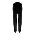 thumbnail image 4 of GILIGEGE Women's Elastic Waist Ankle Length Velvet Joggers Pants Winter Regular Velvet Harem Pant High Waist Yoga Trousers Casual Track Cuff Stretch Trousers with Pockets Black L, 4 of 6
