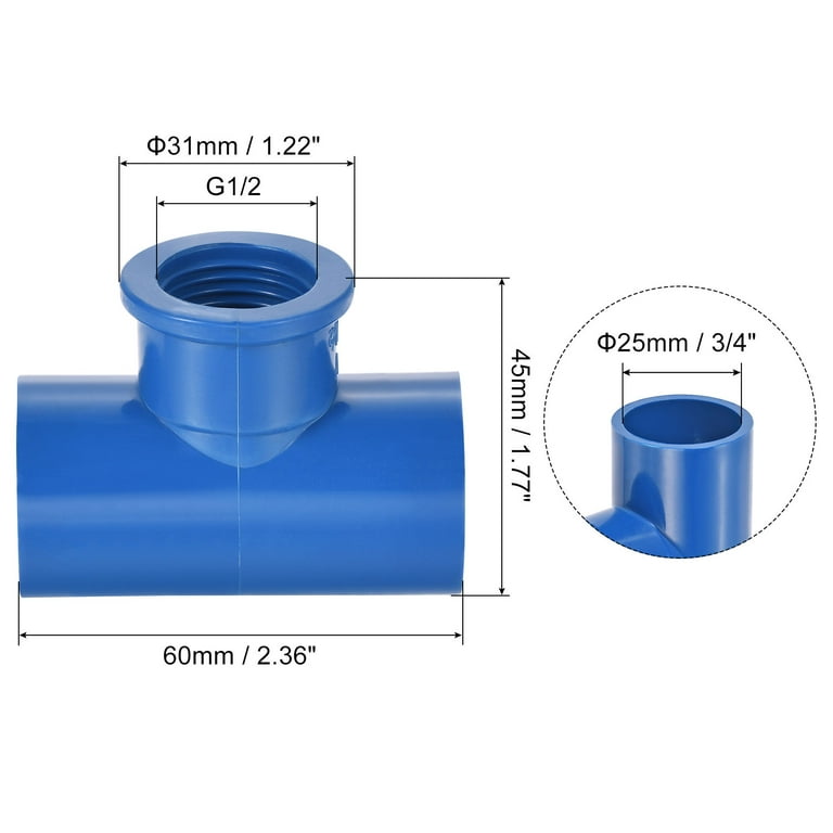 Uxcell Tee Pipe Fitting G1/2 Female Thread 3/4 Uxcell Tee Pipe Fitting G1/2 Female Thread 3/4